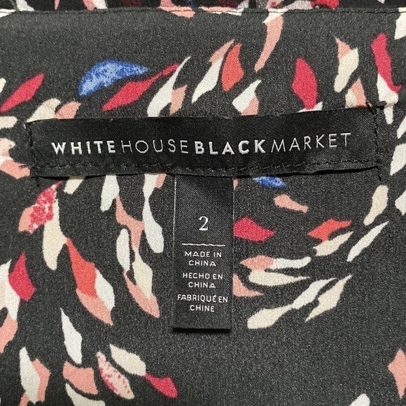 White House Black Market Scattered Print Boho Dress Bell Sleeve Sz 2 - Picture 9 of 13